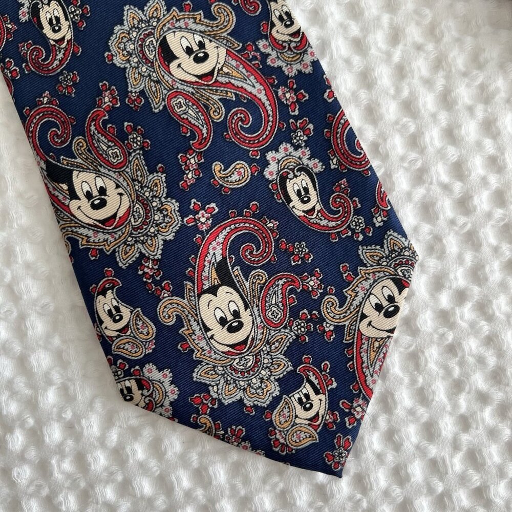 Vintage‎ Mickey Mouse Paisley Print Tie Balancine Tie Works Silk Preppy Disney